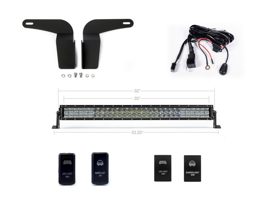 Cali Raised 32" Lower Bumper Flush LED Light Bar Brackets Kit For Tacoma (2005-2023)