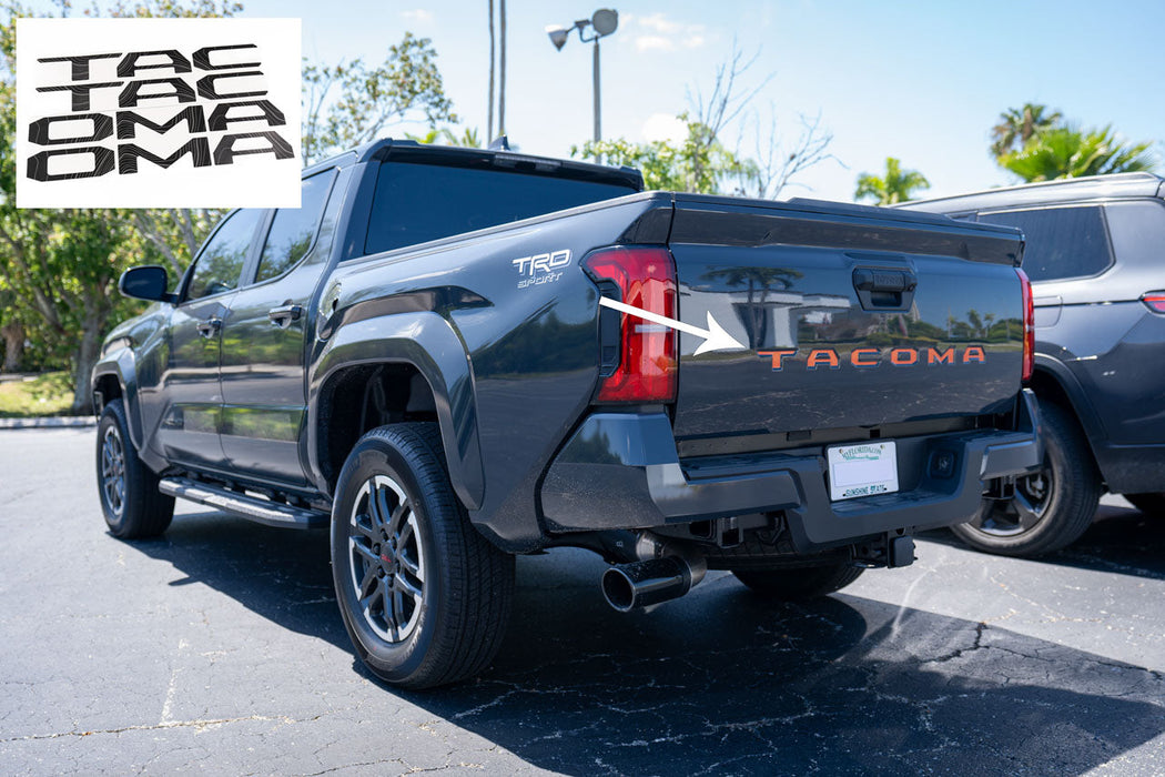 StickerFab Topographic Map Tailgate Inlay Letters for Tacoma (2024-Current)