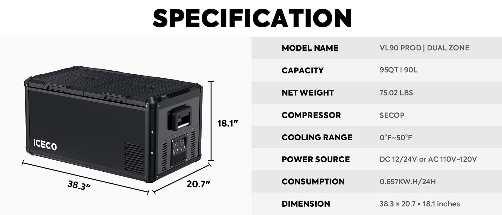 ICECO VL90ProD Dual Zone Freezer 90 LT