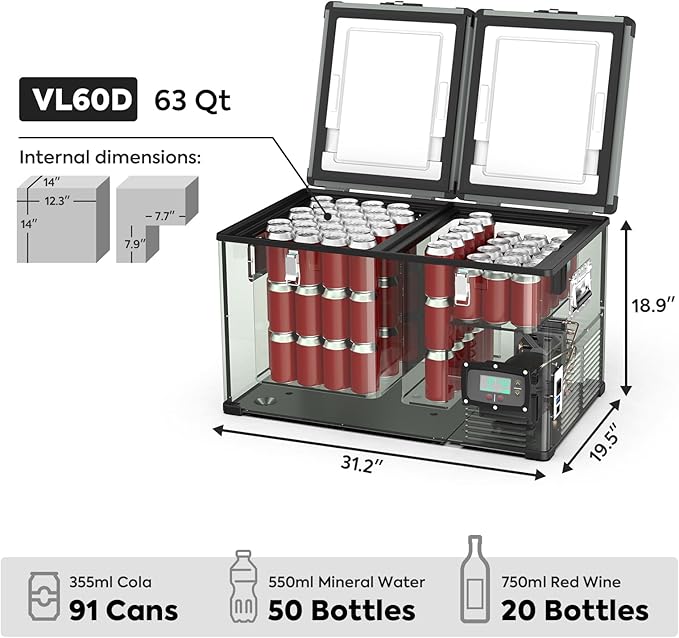 ICECO VL60 Dual Zone Metal Freezer with Cover 60LT