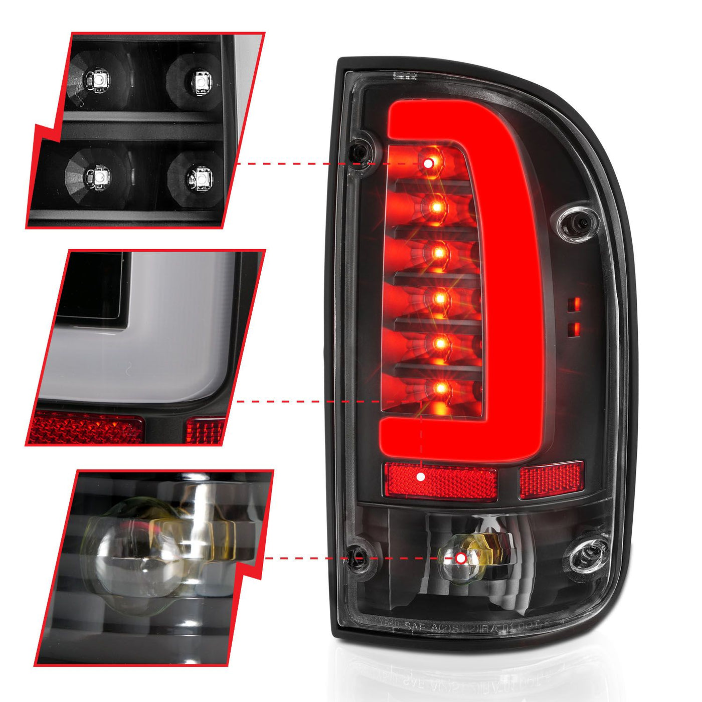 ANZO 95-00 Toyota Tacoma LED Taillights Chrome Housing Clear Lens (Pair)
