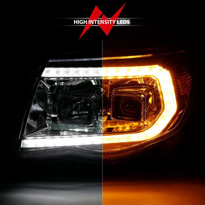 Anzo Projector LED Plank Style Headlights Chrome For Tacoma (2005-2011)