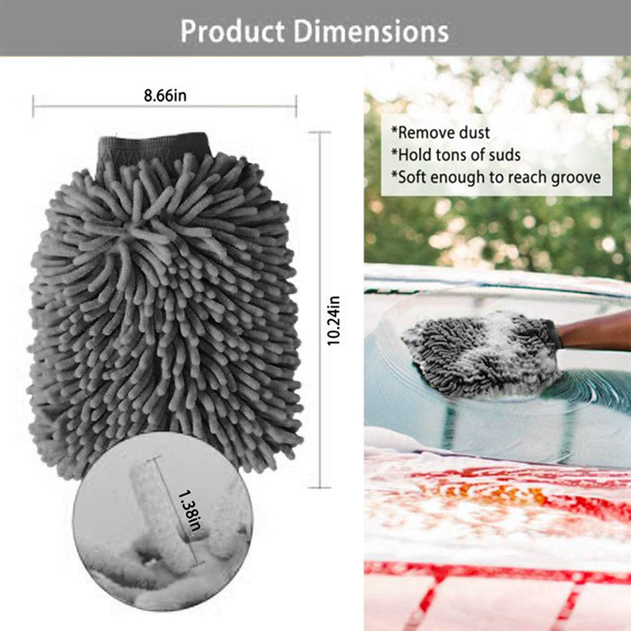 WASH&WHIPS Microfiber Chenille Car Cleaning Mitt