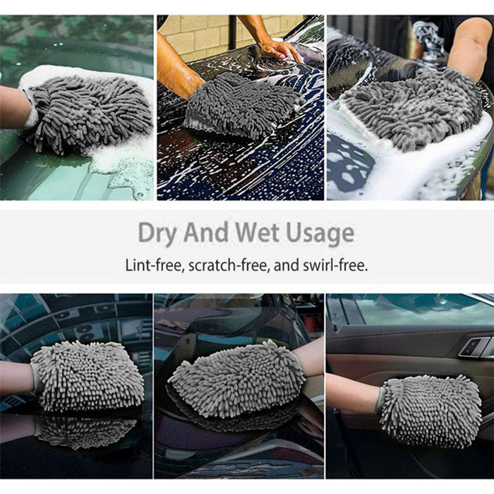 WASH&WHIPS Microfiber Chenille Car Cleaning Mitt