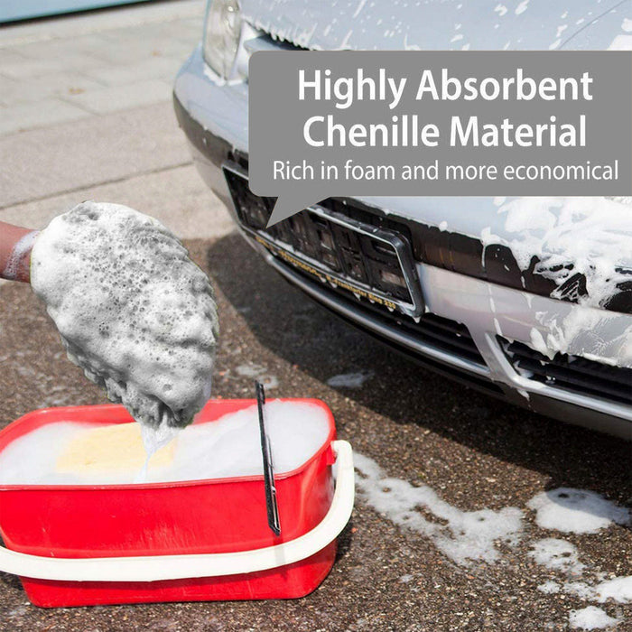 WASH&WHIPS Microfiber Chenille Car Cleaning Mitt