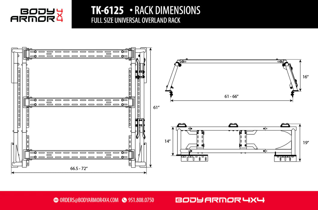 Body Armor Full Size Universal Overland Bed Rack — Tacoma Lifestyle