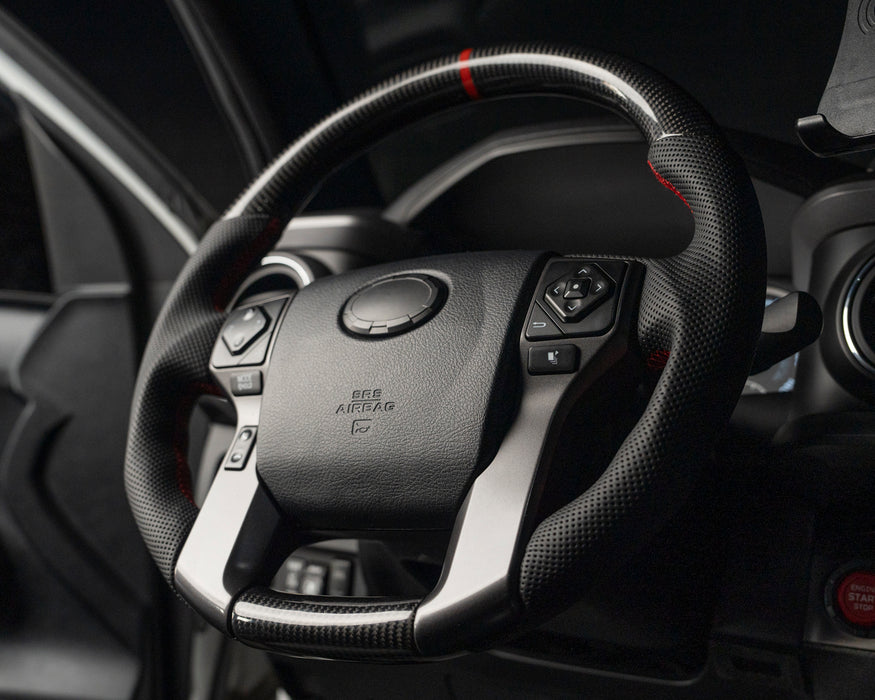 Give Your Tacoma A Sporty Look: ABS Carbon Fiber Steering Wheel Button Cover Trim (2016-2023)