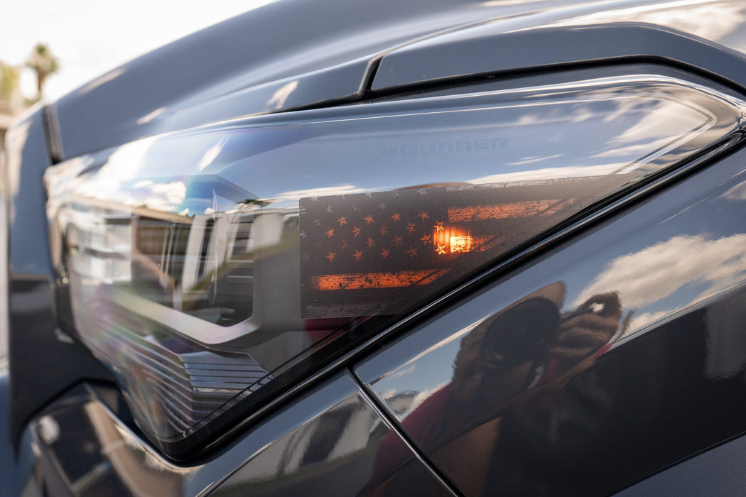 StickerFab Distressed American Flag Front Sidemarker Overlays for Tacoma (2024-Current)