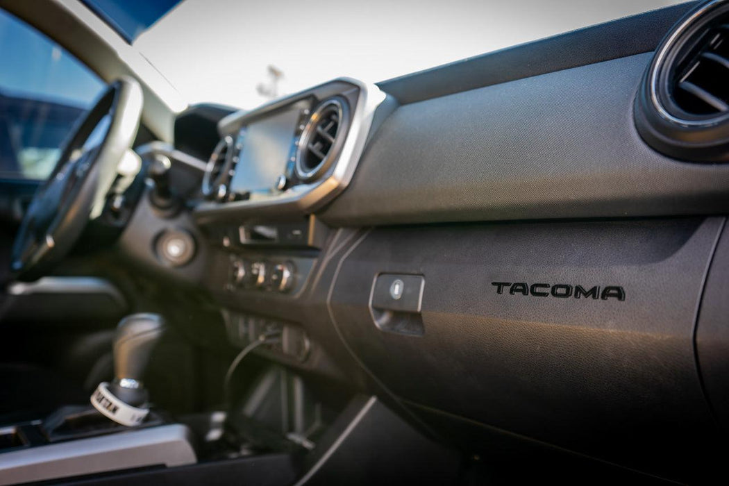 StickerFab Glove Box "TACOMA" Acrylic Logo Inlays for Tacoma (2016-2023)