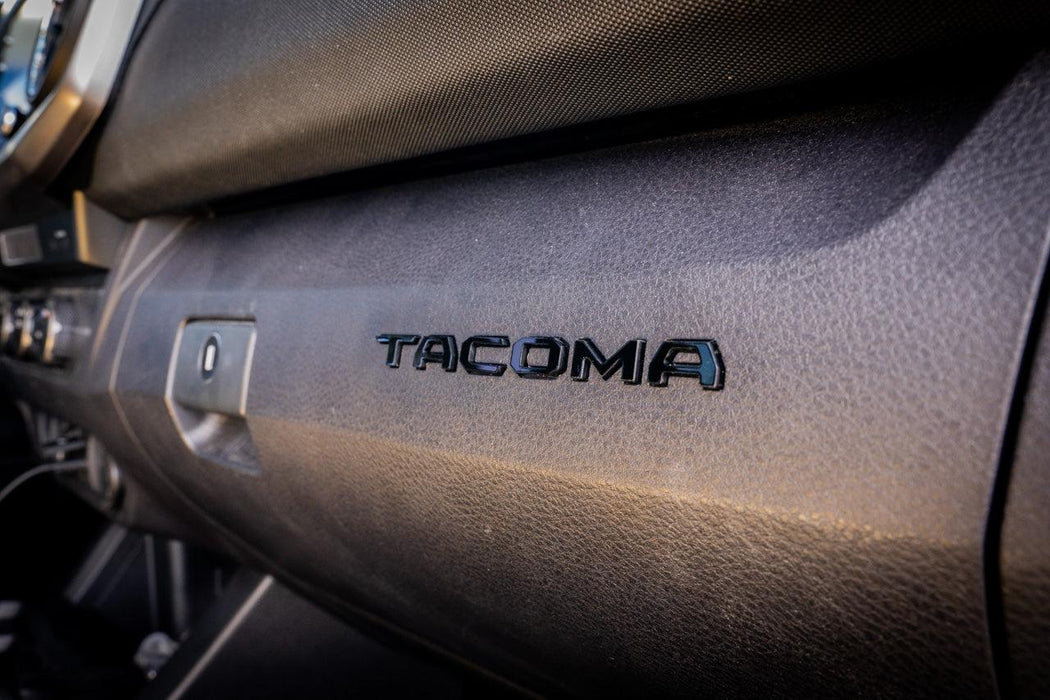 StickerFab Glove Box "TACOMA" Acrylic Logo Inlays for Tacoma (2016-2023)