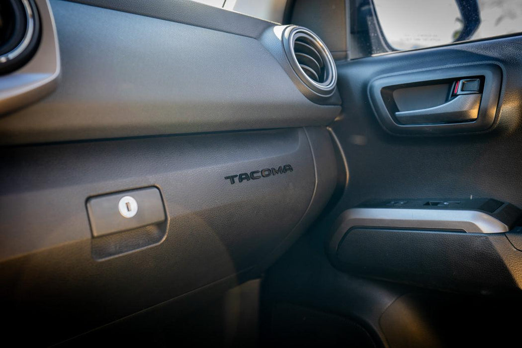 StickerFab Glove Box "TACOMA" Acrylic Logo Inlays for Tacoma (2016-2023)