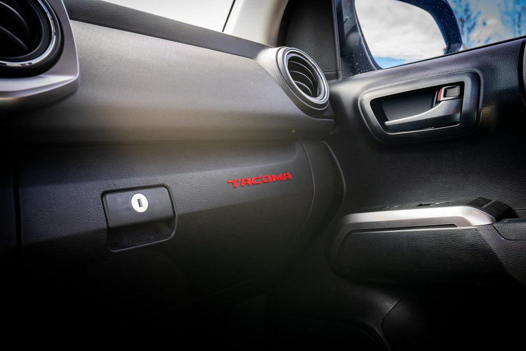StickerFab Glove Box "TACOMA" Acrylic Logo Inlays for Tacoma (2016-2023)