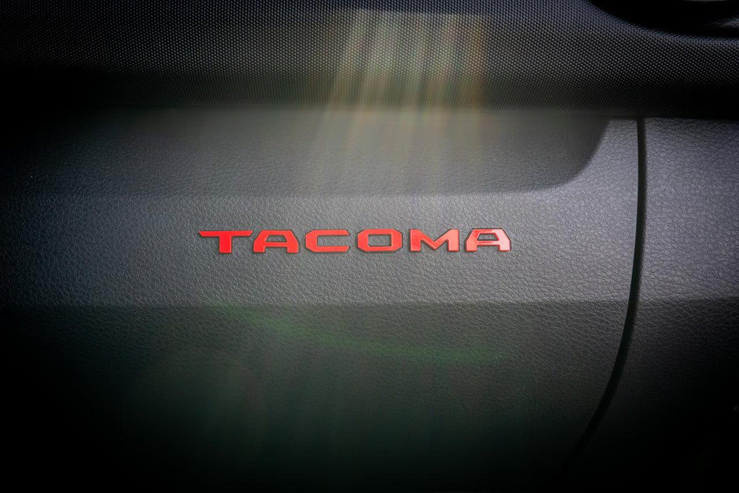 StickerFab Glove Box "TACOMA" Acrylic Logo Inlays for Tacoma (2016-2023)