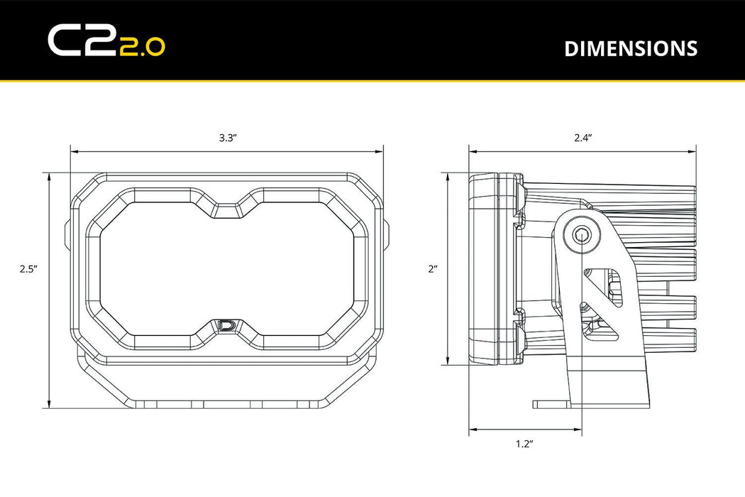 Diode Dynamics C2 2.0 SAE Yellow Max LED Pod (pair)