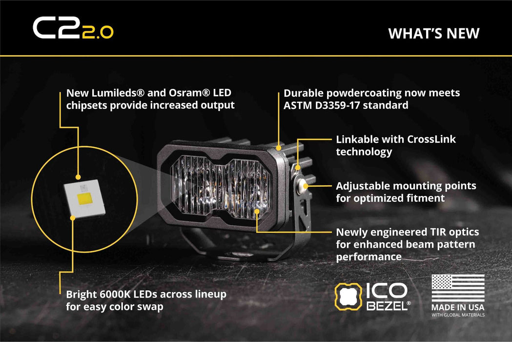 Diode Dynamics C2 2.0 SAE Yellow Max LED Pod (pair)