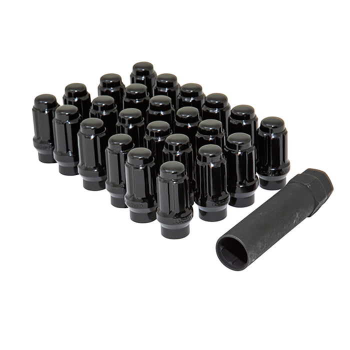 Gorilla Auto Black Spline Lug Nuts 12mm x 1.50 Thread and Dual Hex key 24-Pack.