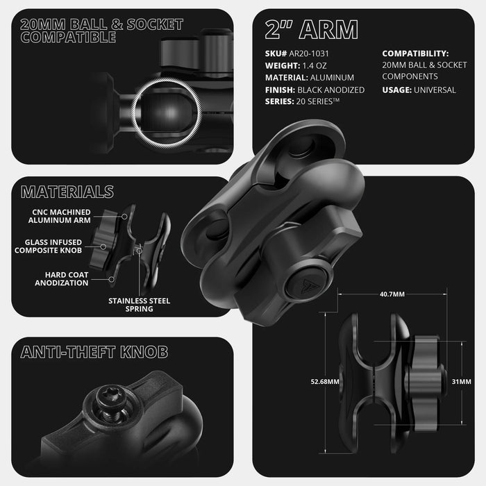 Tackform TRAXX™  Slim Track Dash Bracket With Dual 20LITE Phone Mounts for Tacoma (2016-2023)