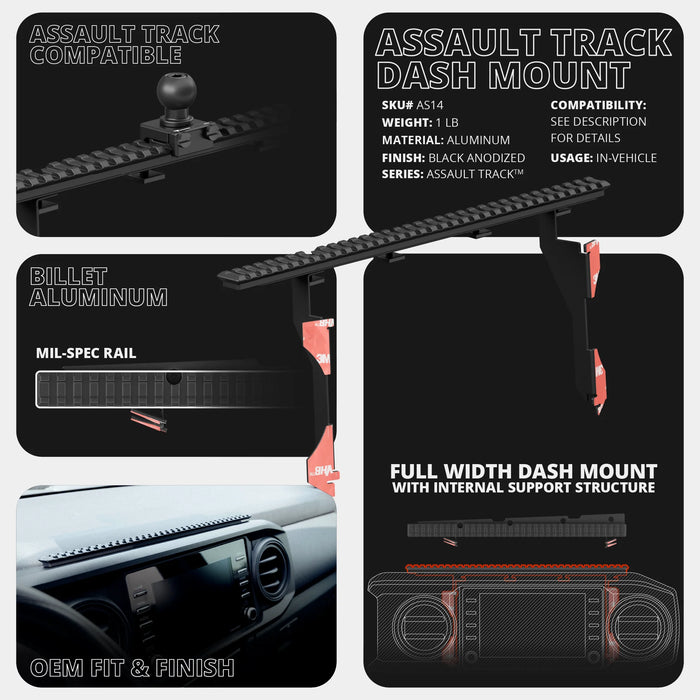 Tackform TRAXX™ - Assault Track Picatinny Dash Bracket With MagSafe Phone Mount for Tacoma (2016-2023)