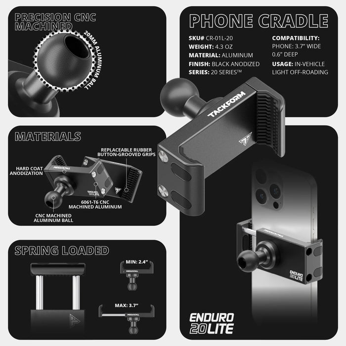 Tackform TRAXX™ - Slim Track Dash Bracket With 20LITE Phone Mount for Tacoma (2016-2023)