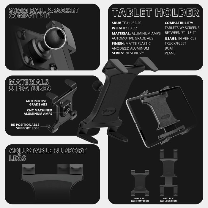 Tackform TRAXX™  Assault Track Picatinny Dash Bracket With Dual Wireless Charging Phone Mounts for Tacoma (2016-2023)