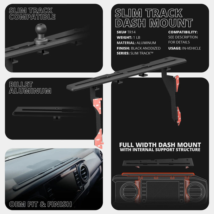 Tackform TRAXX™  Slim Track Dash Bracket With Dual 20LITE Phone Mounts for Tacoma (2016-2023)