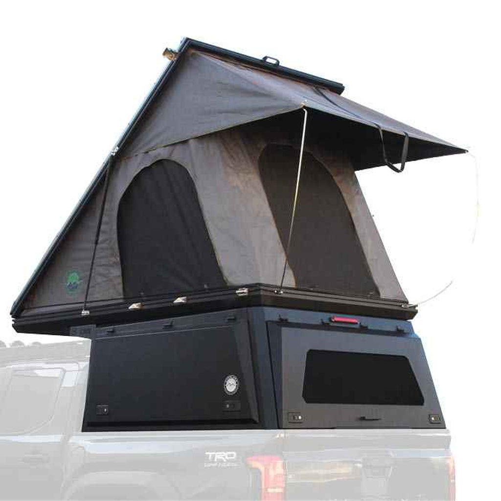 camper with tent Overland Vehicle Systems Excursion Camper Shell Roof Top Tent Combo —  Tacoma Lifestyle