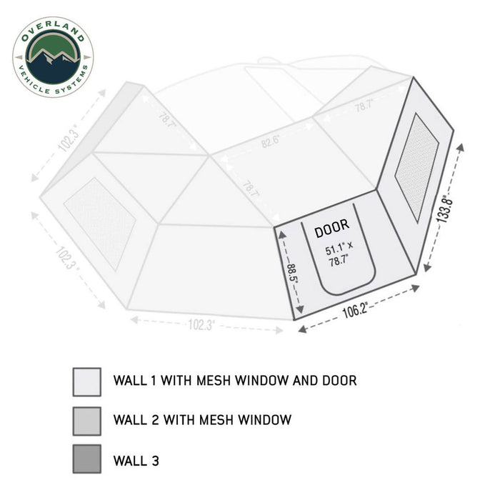 Overland Vehicle Systems HD Nomadic 270 Degree Awning Wall 1 With Door & Window