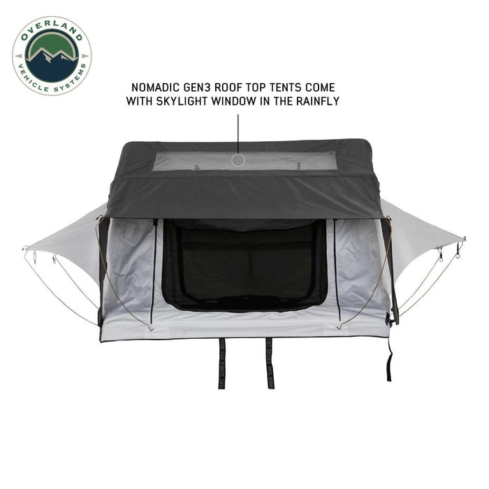 Overland Vehicle Systems HD Nomadic 3 Arctic White Extended Soft Shell Roof Top Tent
