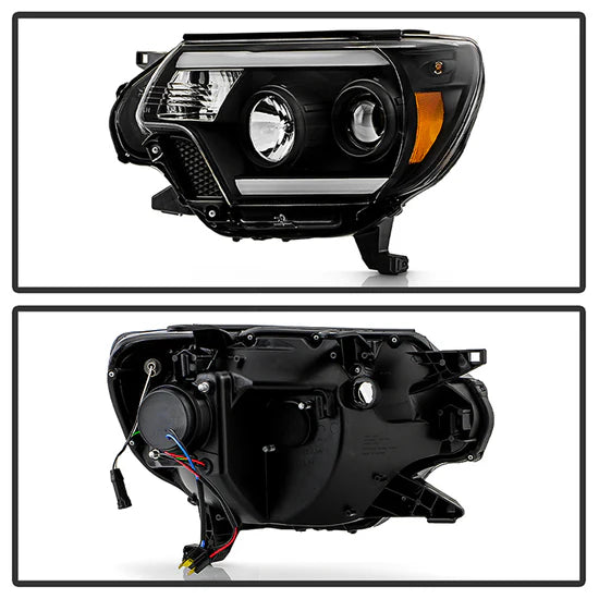 Spyder Black Projector Headlights W/ Light Bar DRL for Tacoma (2012-2015)