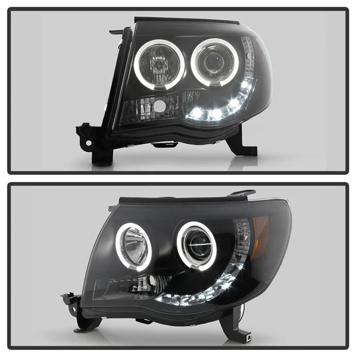 Spyder Black Smoke Projector Headlights W/ Halo LED for Tacoma (2005-2011)