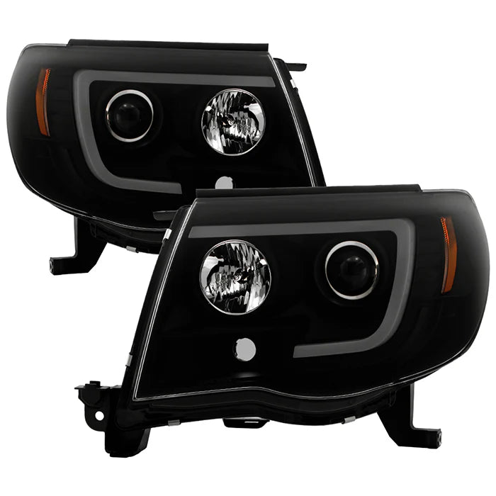 Spyder Black Smoke V2 Projector Headlights W/DRL Light Bar for Tacoma (2005-2011)