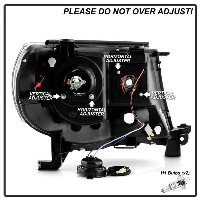 Spyder Black V2 Projector Headlights W/DRL Light Bar for Tacoma (2005-2011)