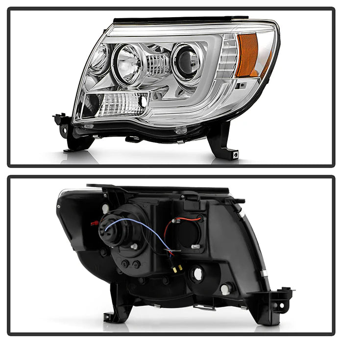 Spyder Chrome V2 Projector Headlights W/DRL Light Bar for Tacoma (2005-2011)