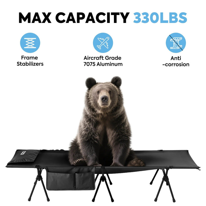 ICECO Portable L Size Camping Cot in Black