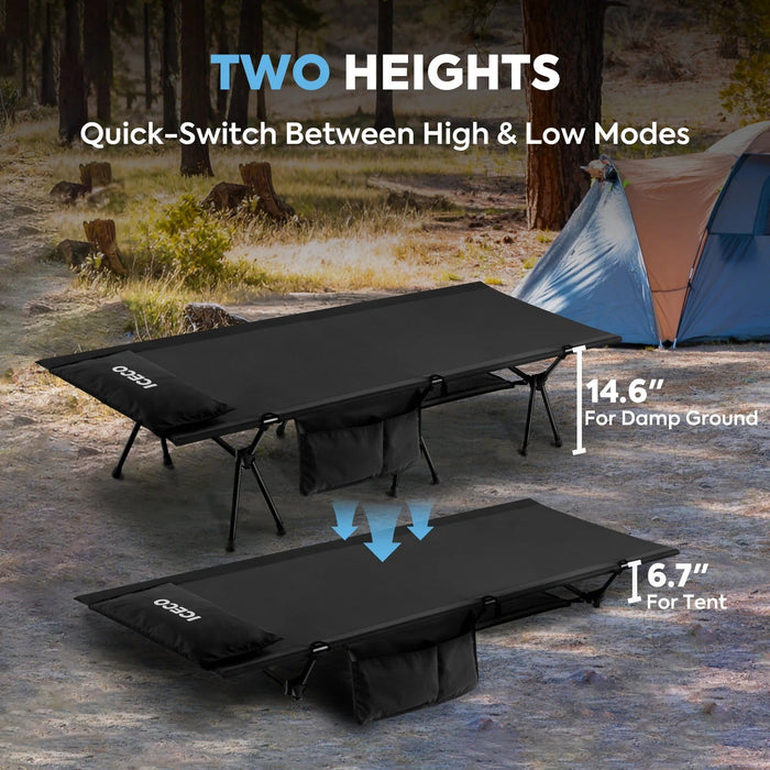 ICECO Portable L Size Camping Cot in Black