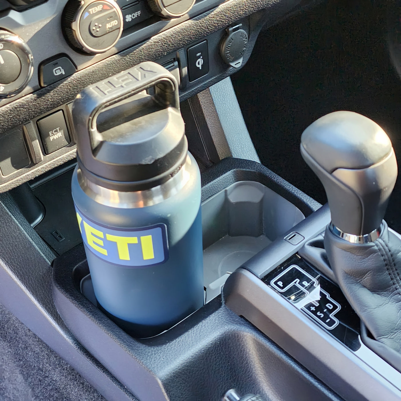 AJT DESIGN Oversized Cup Holder for Toyota Tacoma (2016-2023) | ABS Plastic Cup Holder Replacement for Tacoma - Black | Oversized Cup Holder for Vessel Diameter of 3.65 | Made in USA