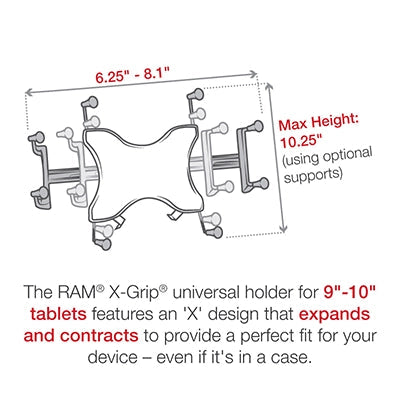 RAM X-Grip® Universal Holder for 9-10 Tablets