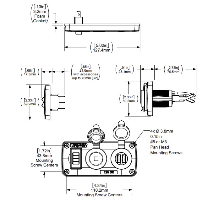 Genesis Offroad Two Socket Accessory Panel