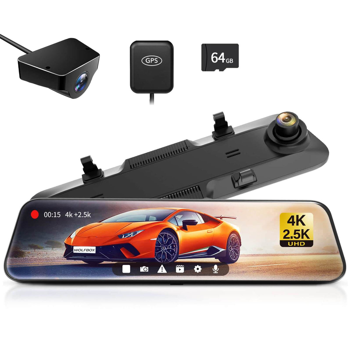 Wolfbox G900 4K Touch Screen Rear-View Mirror Replacement — Tacoma 